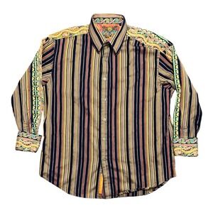 Robert Graham Button Up Striped Flip cuff Multi Color‎ Men's XL